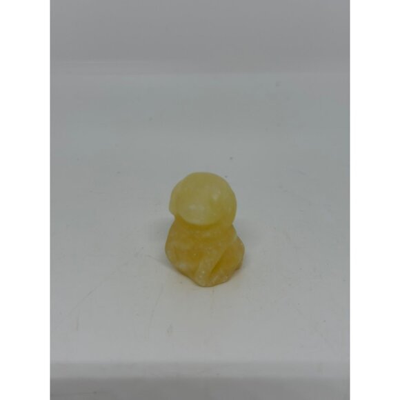 VTG Carved Stone Dog Figurine – Abstract Yellow Animal Sculpture – 1" Home Decor - Picture 2 of 5